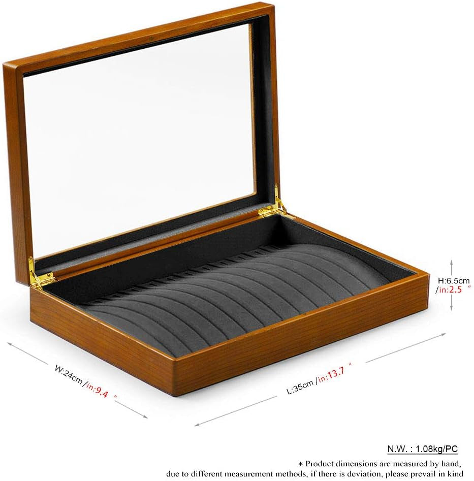 Oirlv Premium Solid Wood Jewelry Organizer Box with 13 Lattice Display Compartments for Necklaces, Bracelets, and Pendants