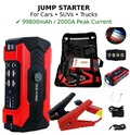 99800Mah Car Jump Starter, Peak Car Battery Charger, 12V Jump Box Jumper Battery Pack, Portable Charger, Emergency LED Light, Escape Safty Hammer, Compass