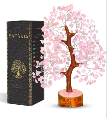 YATSKIA Rose Quartz Crystal Tree - 10 Inch Pink Chakra Tree for Healing and Meditation Room Decor - Ideal Spiritual Gift for Sisters and Healing Purposes
