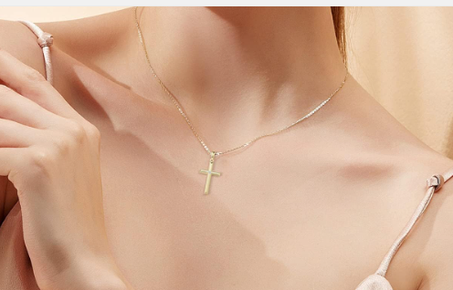 FANCIME 14K Solid Gold 0.025 Carat Diamond Crucifix Cross Pendant Necklace with Extender, Elegant Fine Jewelry Gift for Women and Girls, Ideal for Anniversaries and Birthdays, 16" + 2" Extender