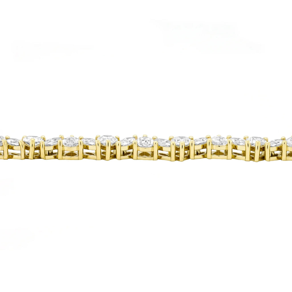 Women’S 14K Gold Plated .925 Sterling Silver Simulated Marquise and Pear White Diamond Bracelet, 7.25"