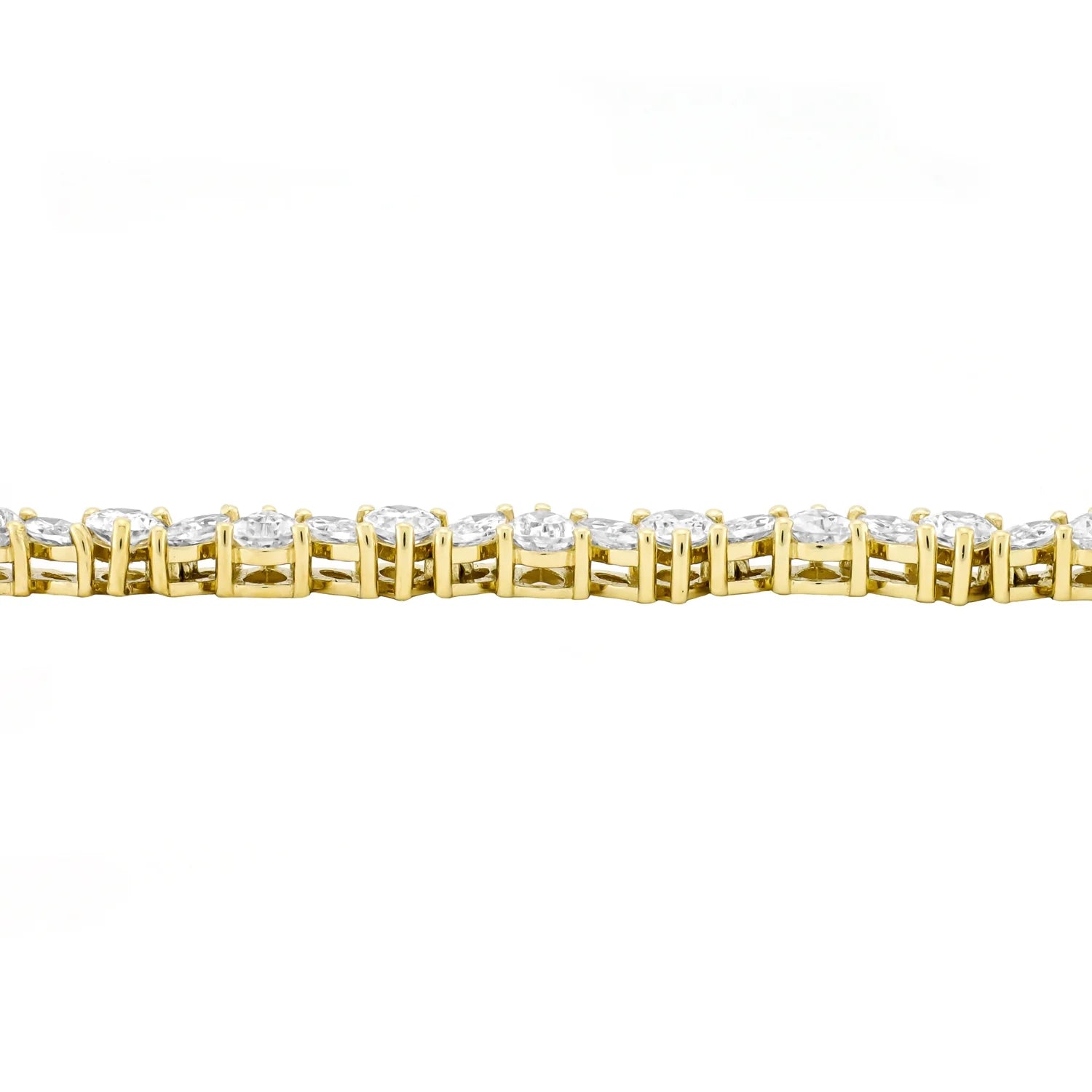 Women’S 14K Gold Plated .925 Sterling Silver Simulated Marquise and Pear White Diamond Bracelet, 7.25"