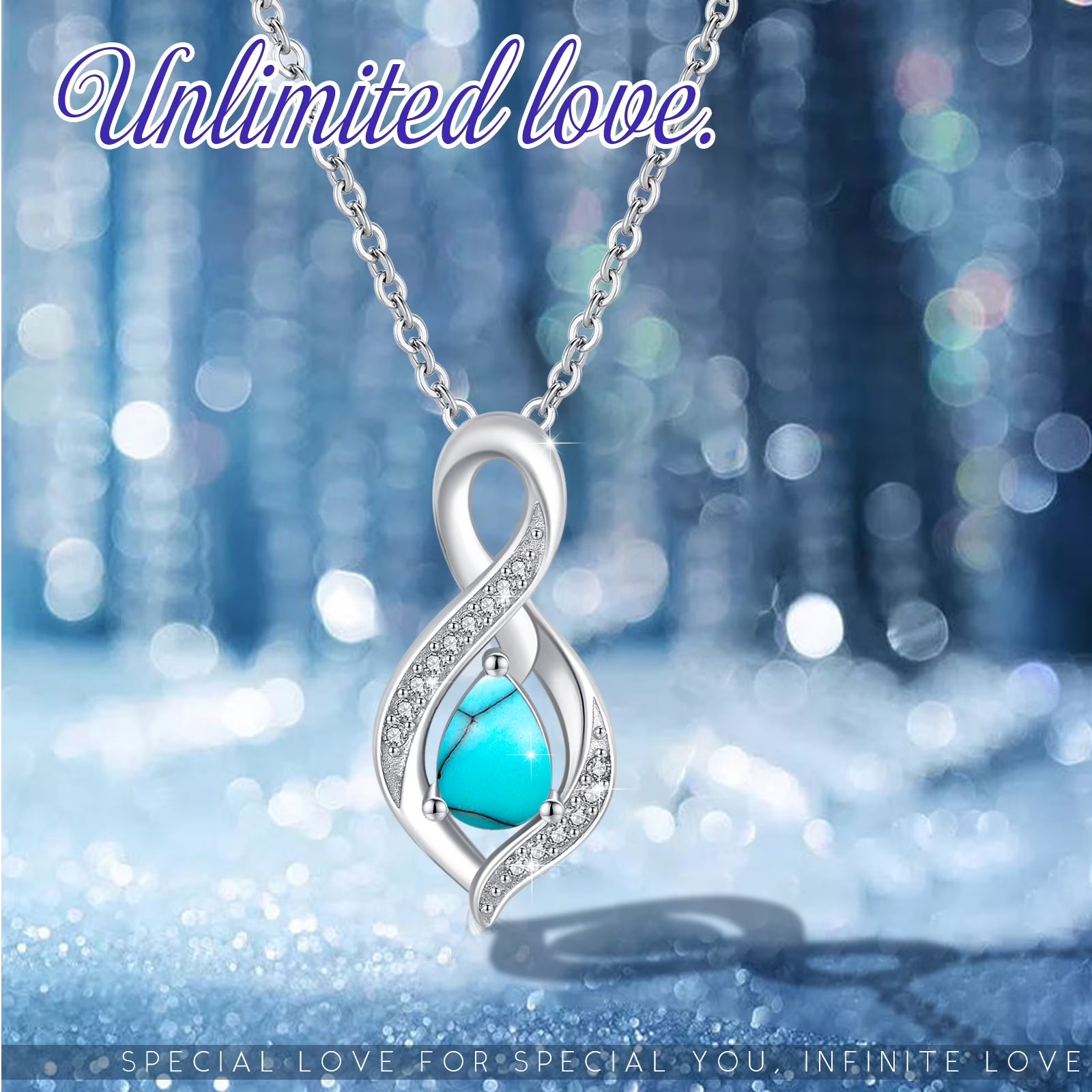 AOVEAO Turquoise Pendant Necklace 925 Sterling Silver Necklaces for Women Mom Wife 18K White Gold Plated Jewelry Birthday Mother'S Day Gifts