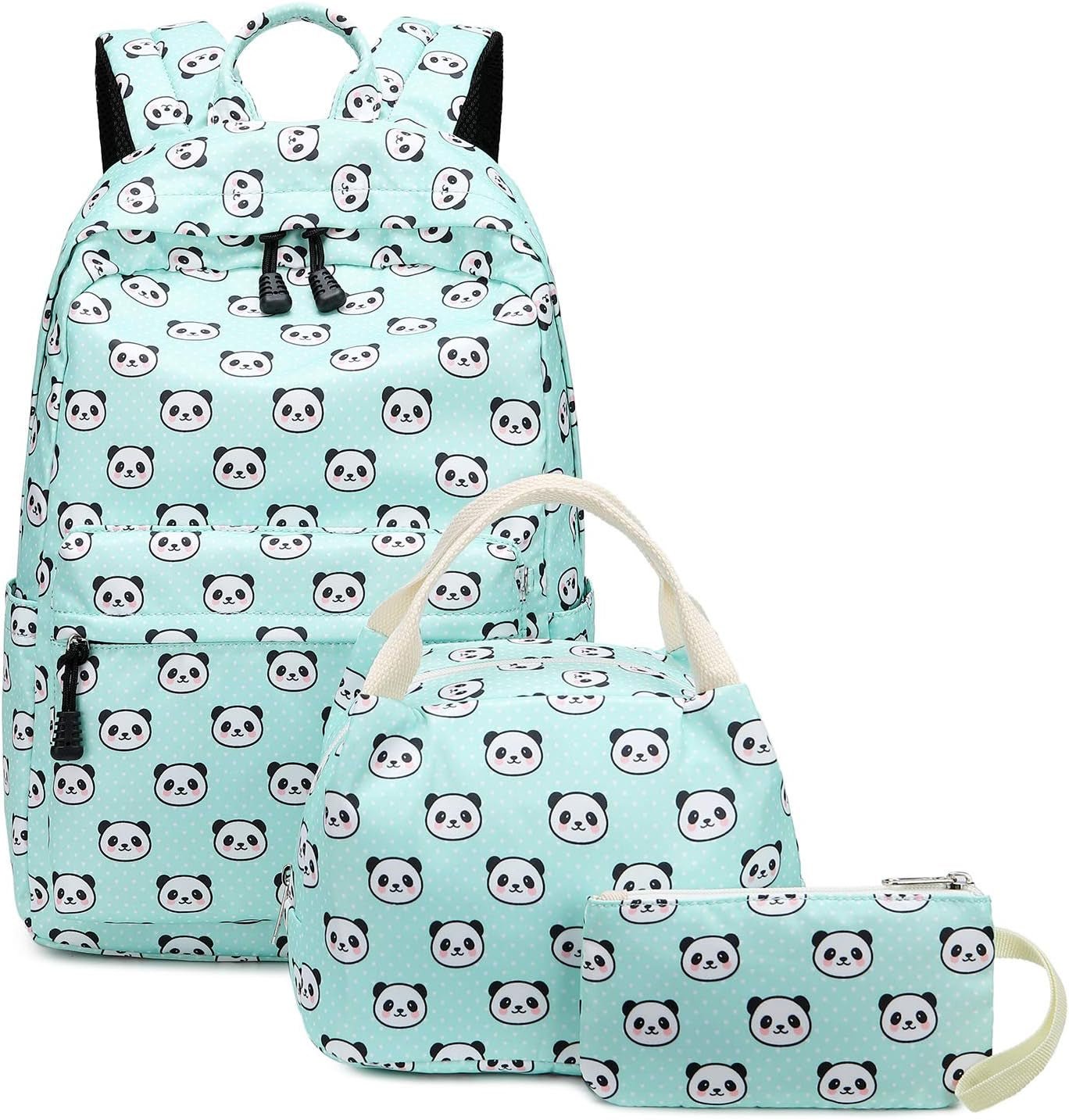 Abshoo Lightweight Panda Backpack Set for Girls with Lunch Bag (Panda Pink) - thewrightstore