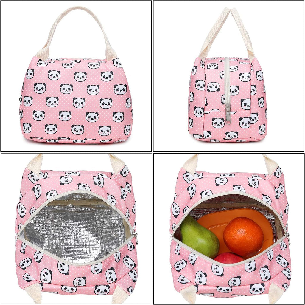 Abshoo Lightweight Panda Backpack Set for Girls with Lunch Bag (Panda Pink) - thewrightstore