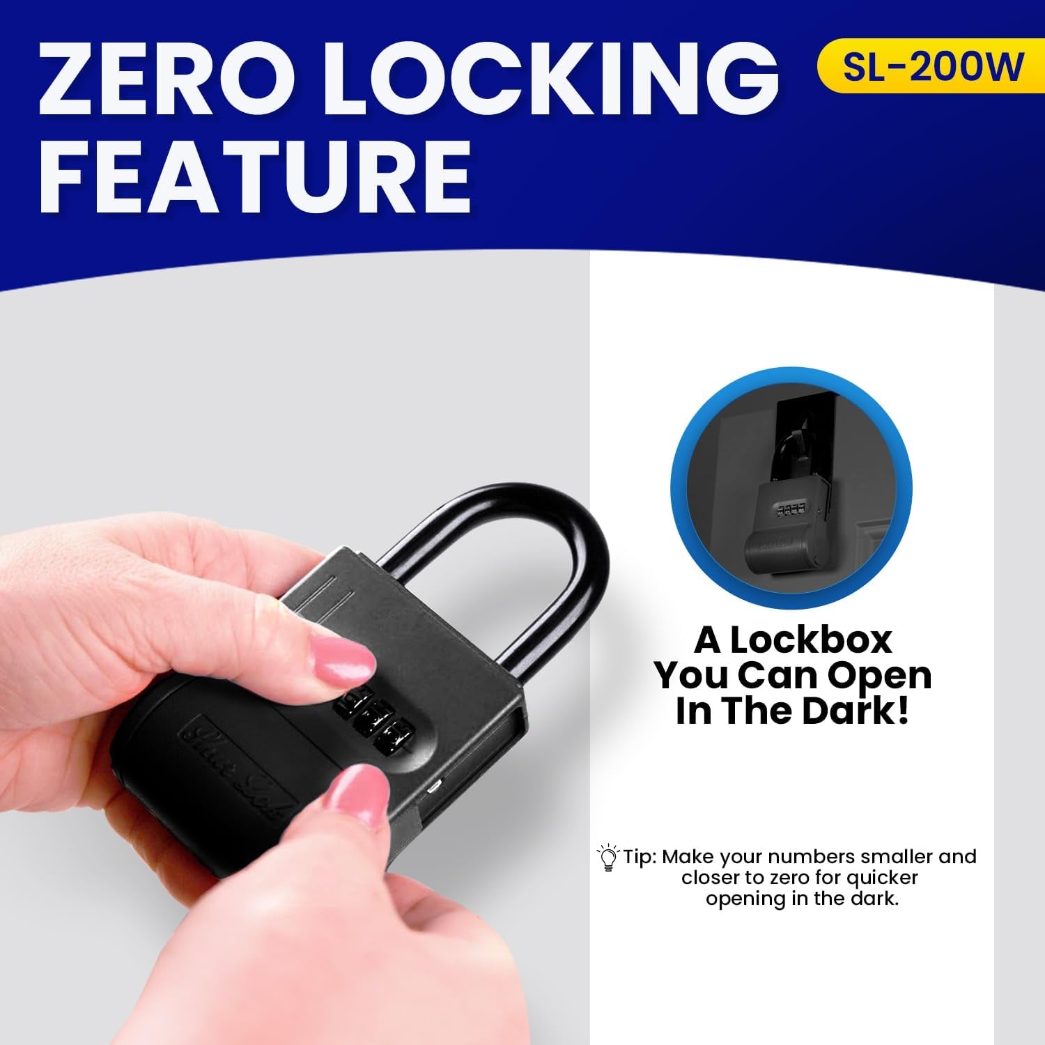 Shurlok SL-100W 4-Dial Dual Combination Lock Box - Durable Outdoor Storage and Home Improvement Solution with Side Key Access, 8.7 x 1.6 x 5.6 Inches, Black
