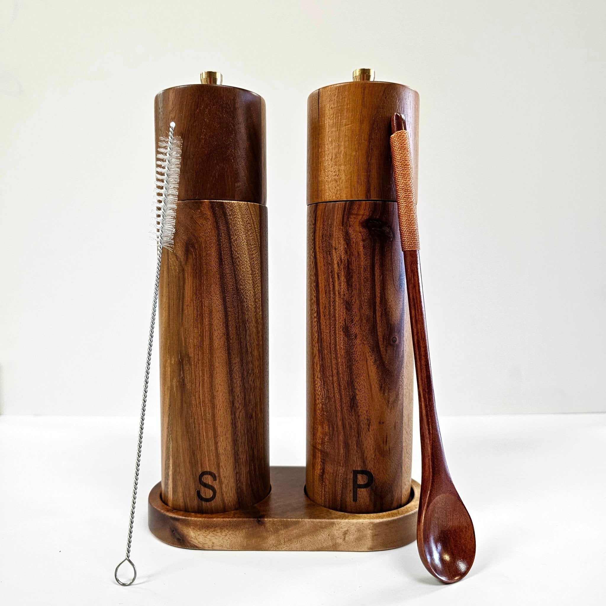 Acacia Wood Salt and Pepper Grinders - thewrightstore