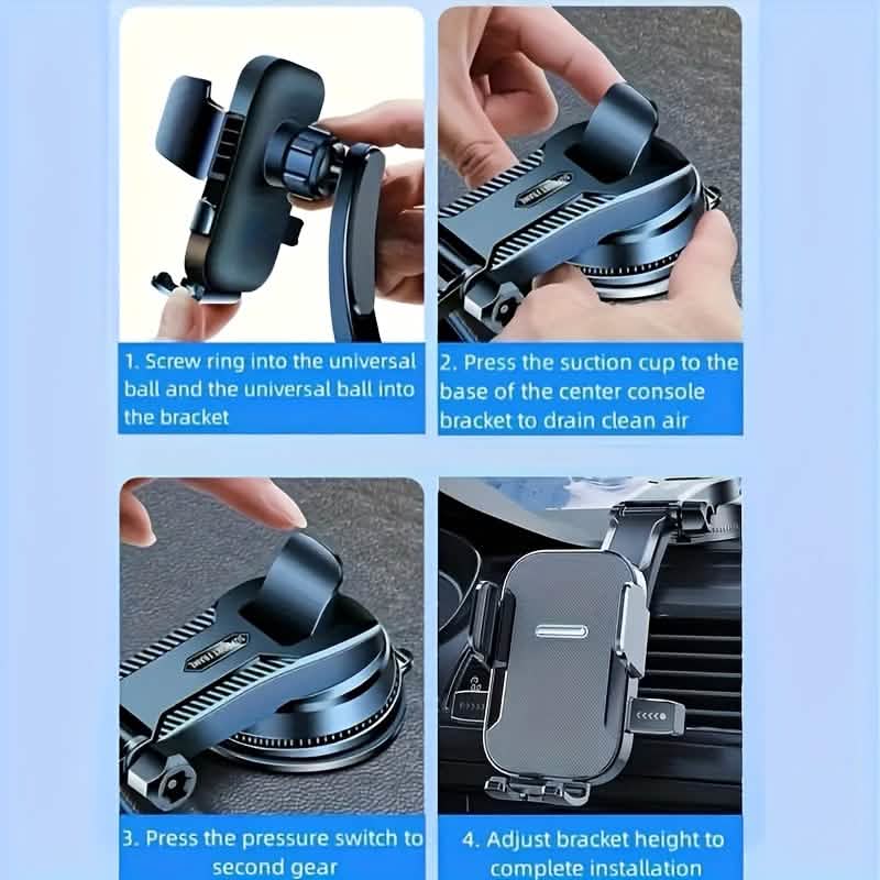 Adjustable Car Phone Holder – Suction Cup Dashboard Mount, Anti - Slip Grip, iPhone & Android - thewrightstore
