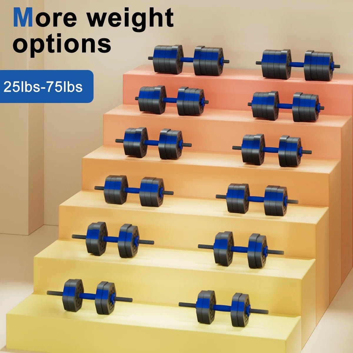 Adjustable Dumbbells Set, 25/35/45/55/65/75 Lbs Free Weight Set with Connector, 4 In1 Dumbbells Set Used as Barbell, Kettlebells, Push up Stand, Fitness Exercises for Home Gym Men/Women - thewrightstore