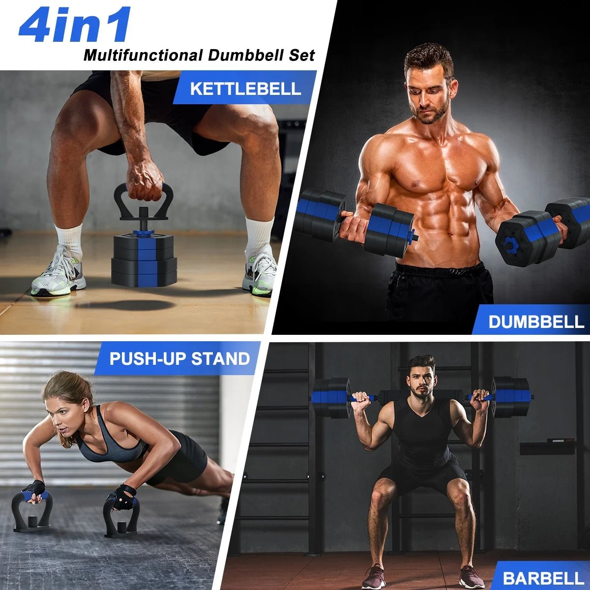 Adjustable Dumbbells Set, 25/35/45/55/65/75 Lbs Free Weight Set with Connector, 4 In1 Dumbbells Set Used as Barbell, Kettlebells, Push up Stand, Fitness Exercises for Home Gym Men/Women - thewrightstore