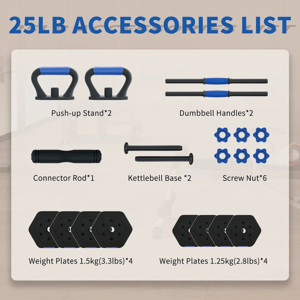 Adjustable Dumbbells Set, 25/35/45/55/65/75 Lbs Free Weight Set with Connector, 4 In1 Dumbbells Set Used as Barbell, Kettlebells, Push up Stand, Fitness Exercises for Home Gym Men/Women - thewrightstore