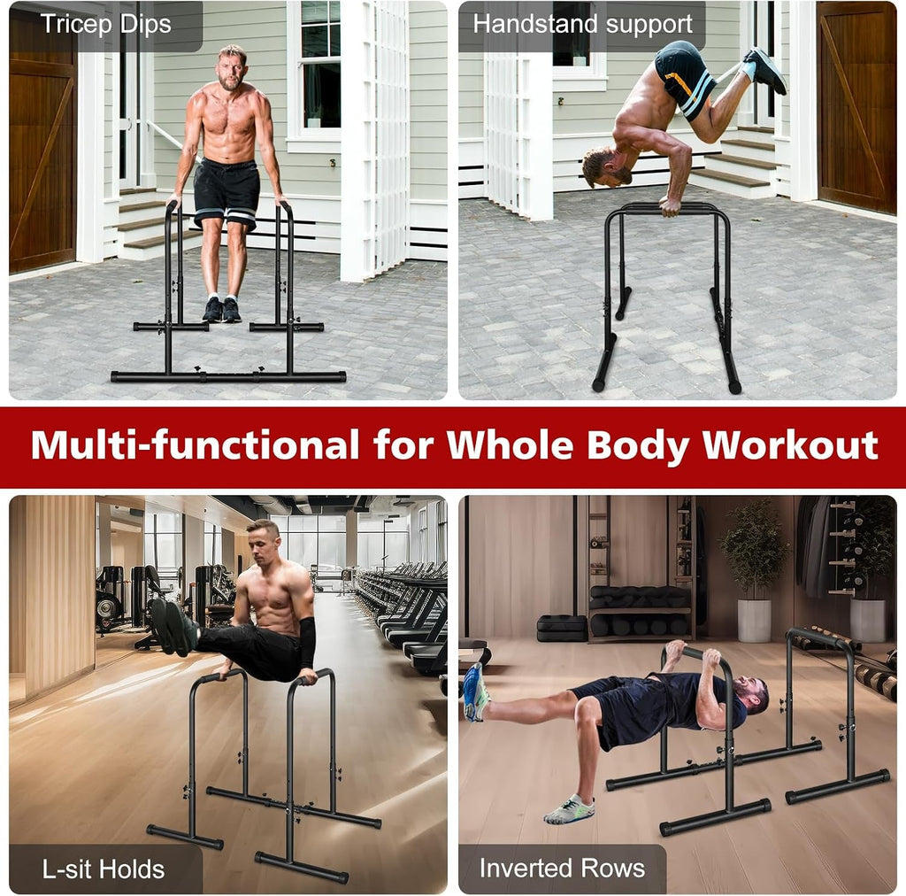 Adjustable Height Dip Stand Station for Strength Training, Heavy-Duty Steel Parallel Push-Up Bar for Home Gym Fitness, Ideal for Tricep Dips, Pull-Ups, and Push-Ups - thewrightstore