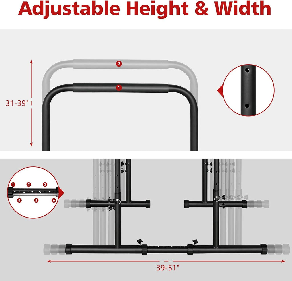 Adjustable Height Dip Stand Station for Strength Training, Heavy-Duty Steel Parallel Push-Up Bar for Home Gym Fitness, Ideal for Tricep Dips, Pull-Ups, and Push-Ups - thewrightstore