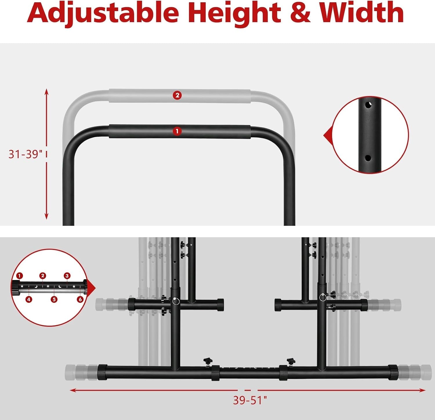 Adjustable Height Dip Stand Station for Strength Training, Heavy-Duty Steel Parallel Push-Up Bar for Home Gym Fitness, Ideal for Tricep Dips, Pull-Ups, and Push-Ups - thewrightstore