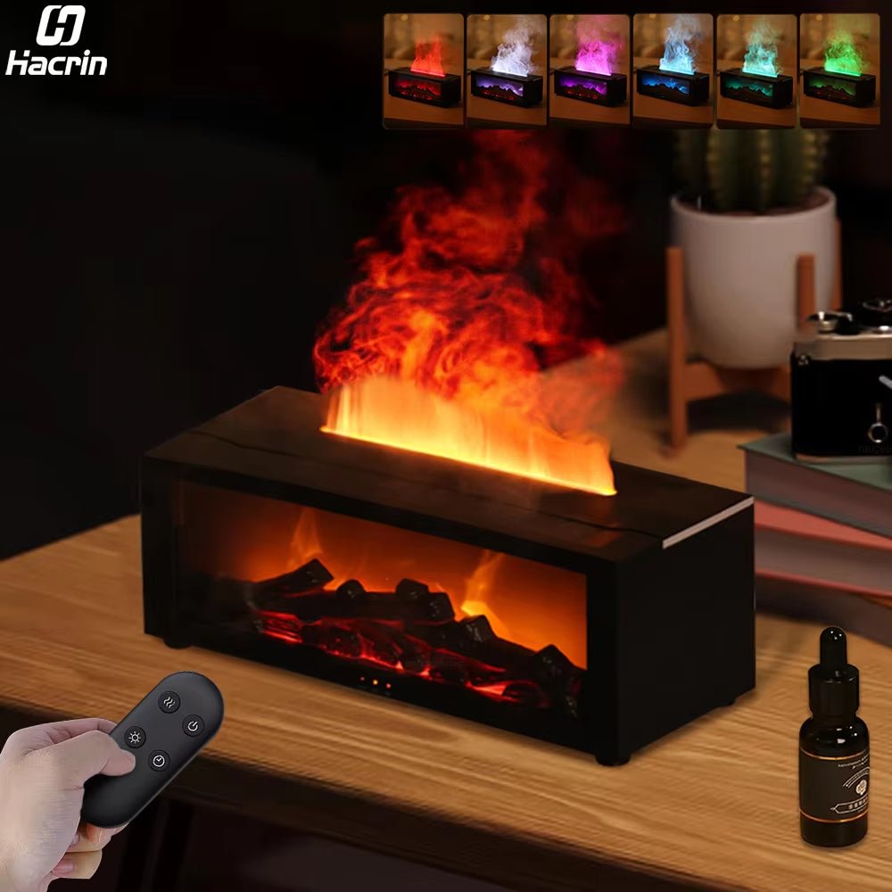 Air Humidifier Essential Oil Diffuser Flame Aroma Humidifier Home Room Fragrance Diffuser with Night Light Aromatherapy Diffuser - thewrightstore
