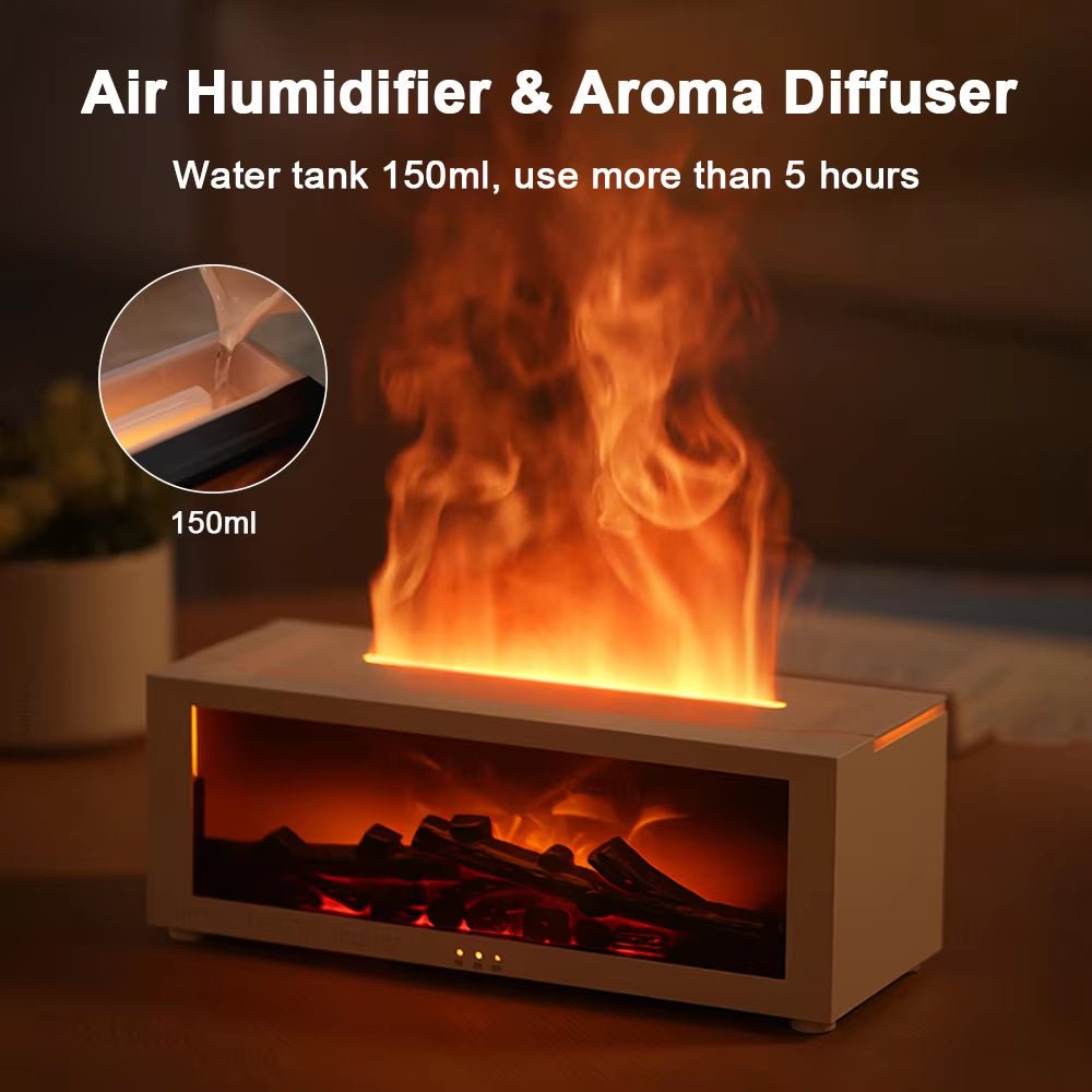 Air Humidifier Essential Oil Diffuser Flame Aroma Humidifier Home Room Fragrance Diffuser with Night Light Aromatherapy Diffuser - thewrightstore