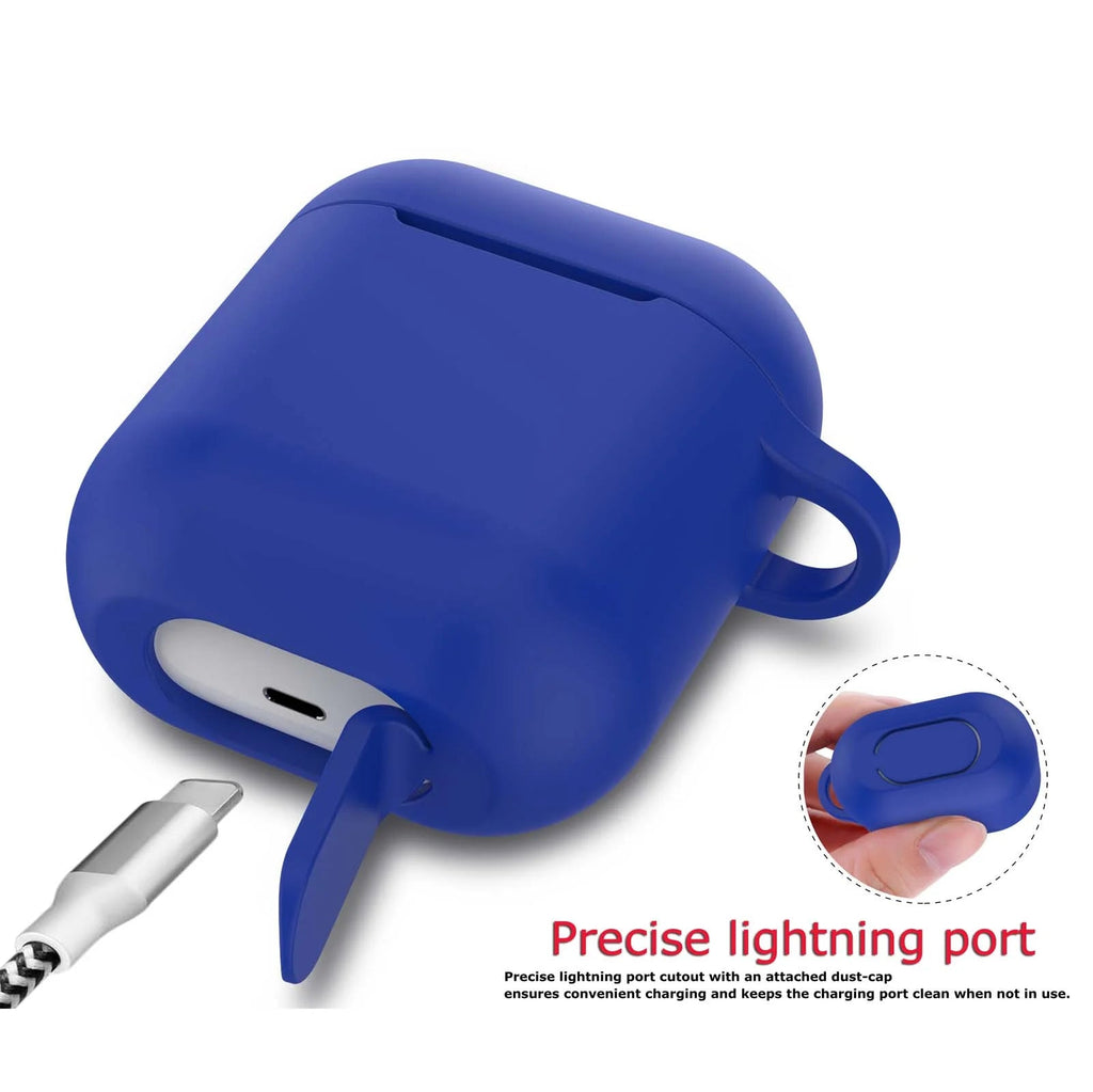 Airpods 1 & 2 Silicone Case, Airpods Case with Keychain, Shockproof Protective Premium Silicone Cover Skin for Apple Airpods 1St & 2Nd - Blue - thewrightstore
