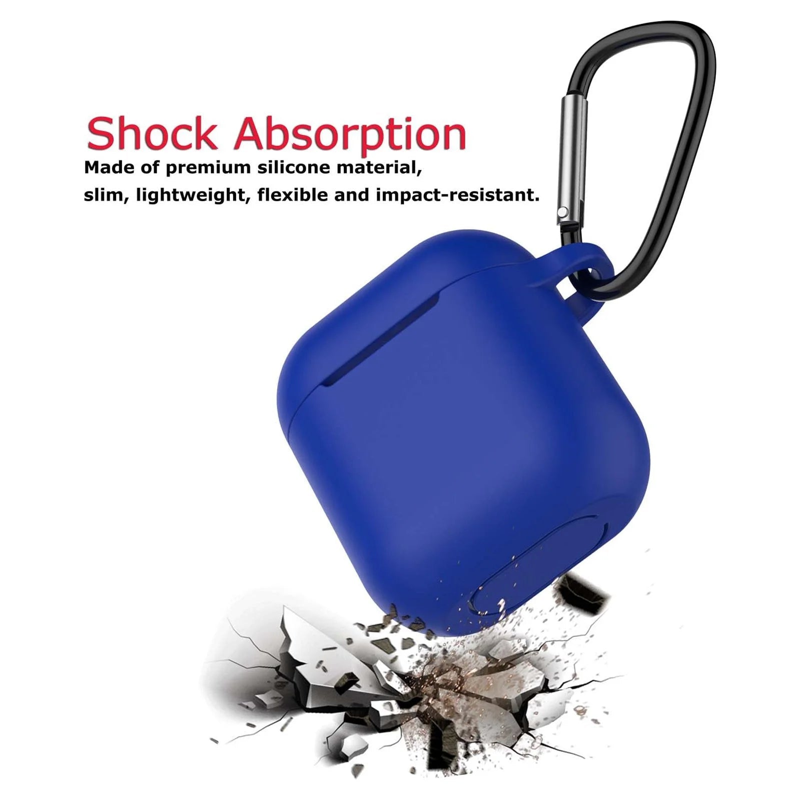 Airpods 1 & 2 Silicone Case, Airpods Case with Keychain, Shockproof Protective Premium Silicone Cover Skin for Apple Airpods 1St & 2Nd - Blue - thewrightstore