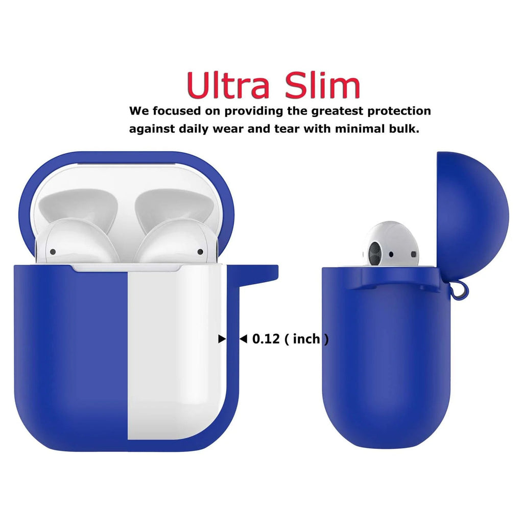 Airpods 1 & 2 Silicone Case, Airpods Case with Keychain, Shockproof Protective Premium Silicone Cover Skin for Apple Airpods 1St & 2Nd - Blue - thewrightstore