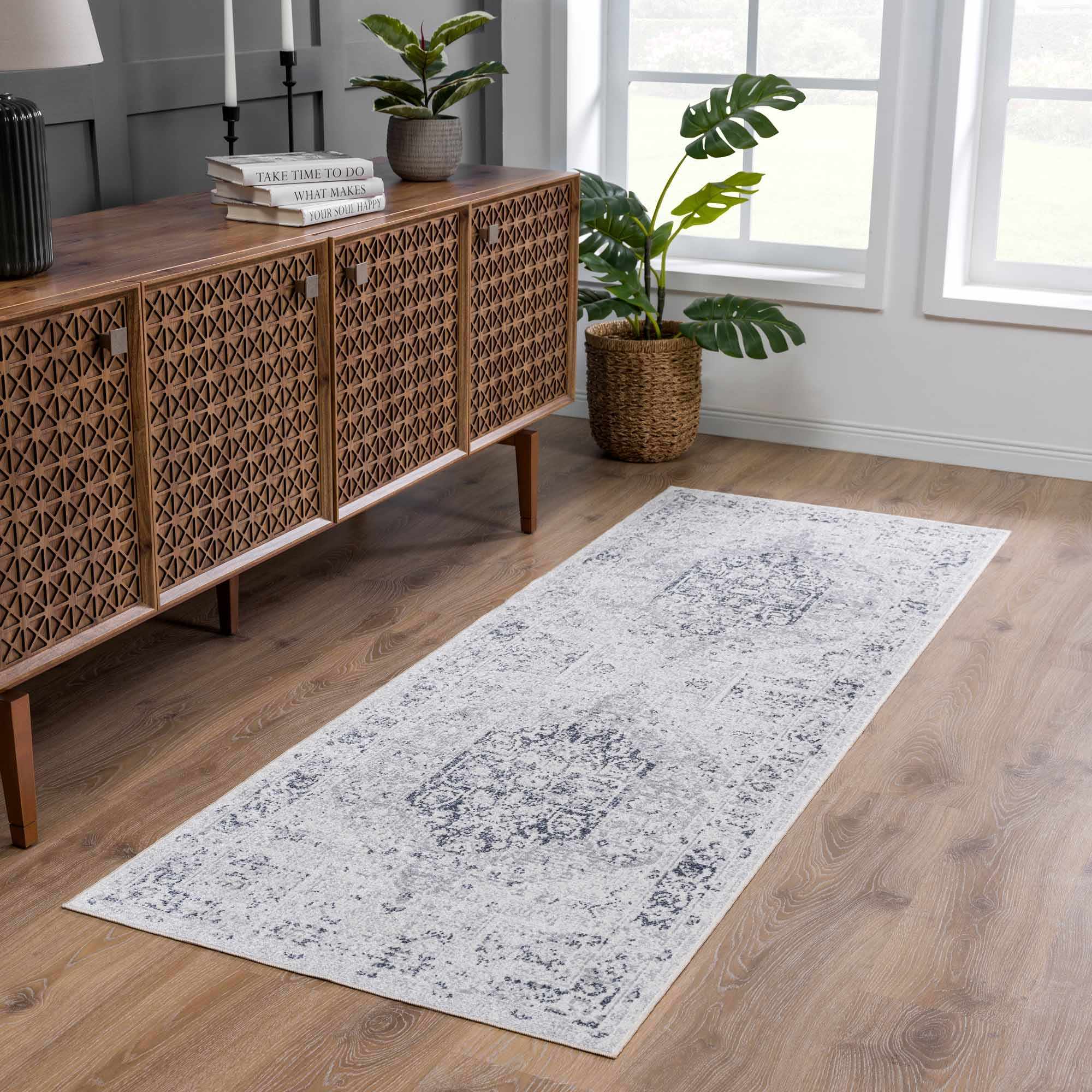 Akram Antrasit Flat Pile Washable Rug - thewrightstore