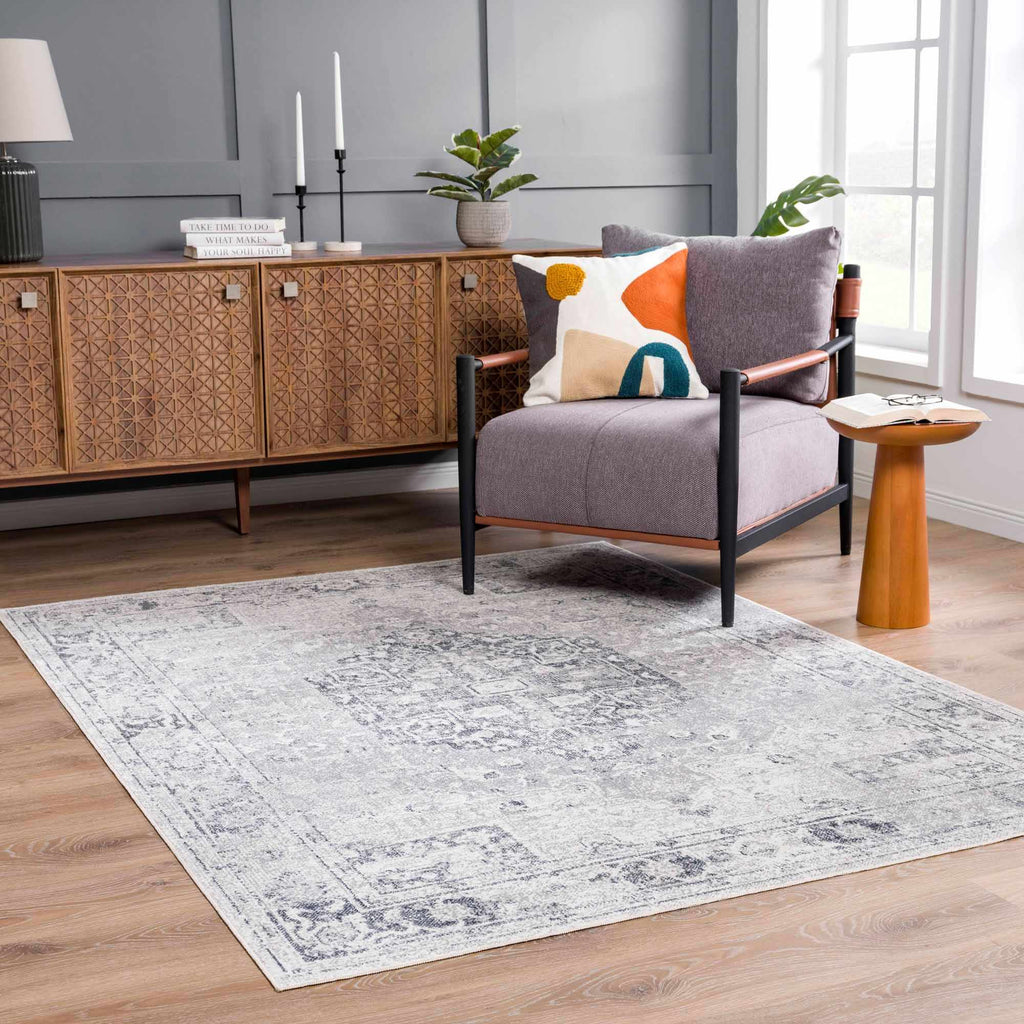 Akram Antrasit Flat Pile Washable Rug - thewrightstore
