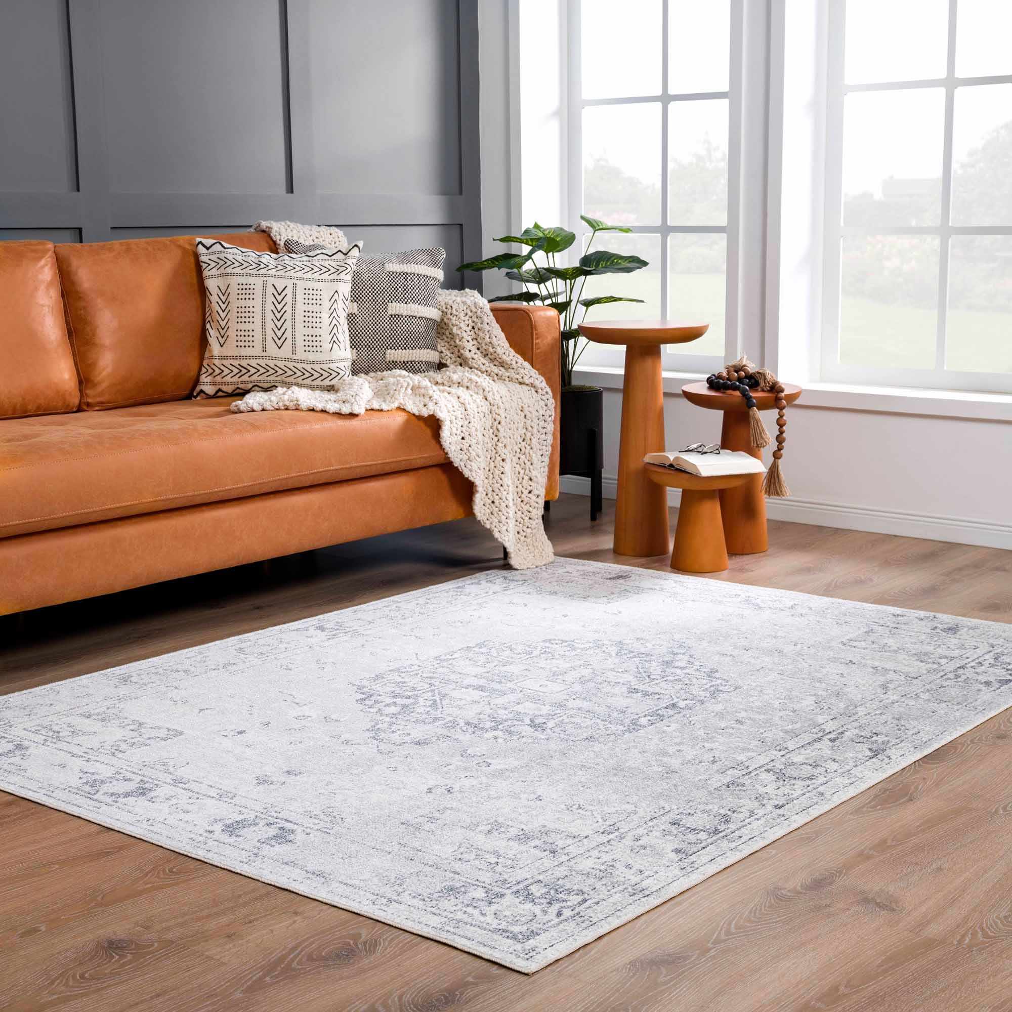 Akram Antrasit Flat Pile Washable Rug - thewrightstore