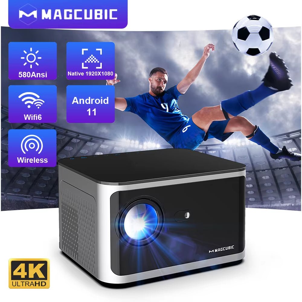 Android 11 4K Smart Projector 580ANSI 1920*1080P Full HD Wifi6 BT5.0 Allwinner H713 Voice Control Home Cinema Theater - thewrightstore