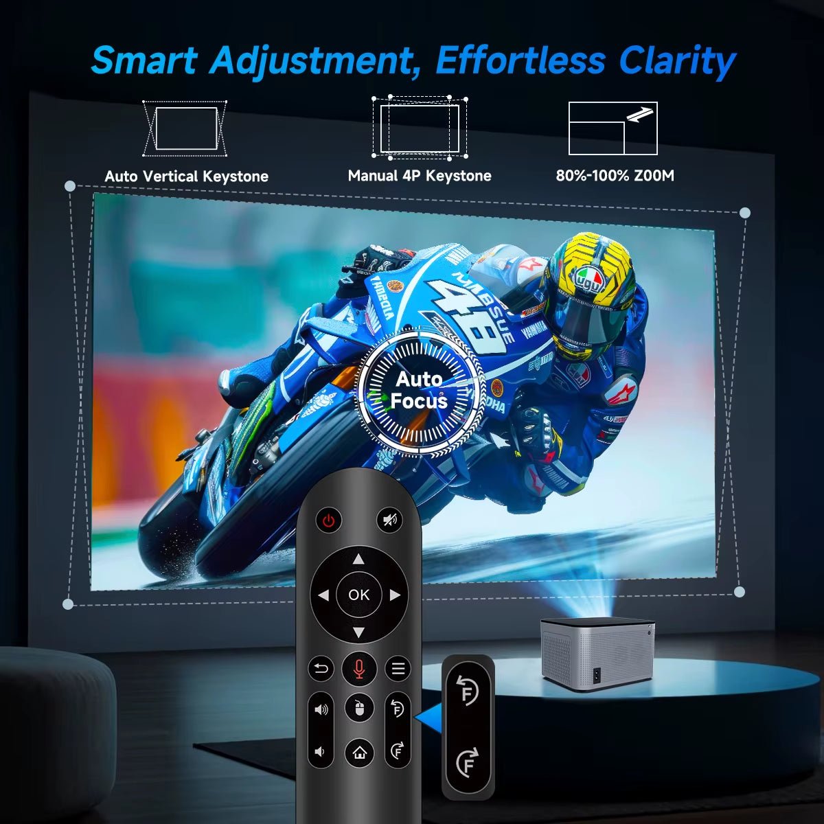Android 11 4K Smart Projector 580ANSI 1920*1080P Full HD Wifi6 BT5.0 Allwinner H713 Voice Control Home Cinema Theater - thewrightstore