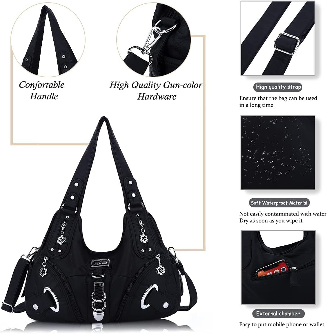 Angelkiss Women's Hobo Purses and Handbags - Large Satchel and Daily Shoulder Bags - thewrightstore