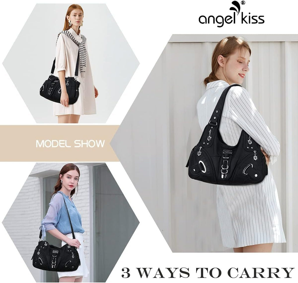 Angelkiss Women's Hobo Purses and Handbags - Large Satchel and Daily Shoulder Bags - thewrightstore