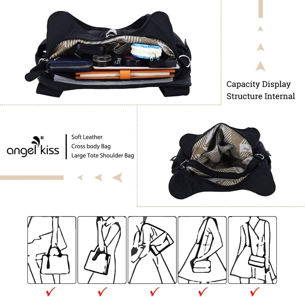 Angelkiss Women's Hobo Purses and Handbags - Large Satchel and Daily Shoulder Bags - thewrightstore
