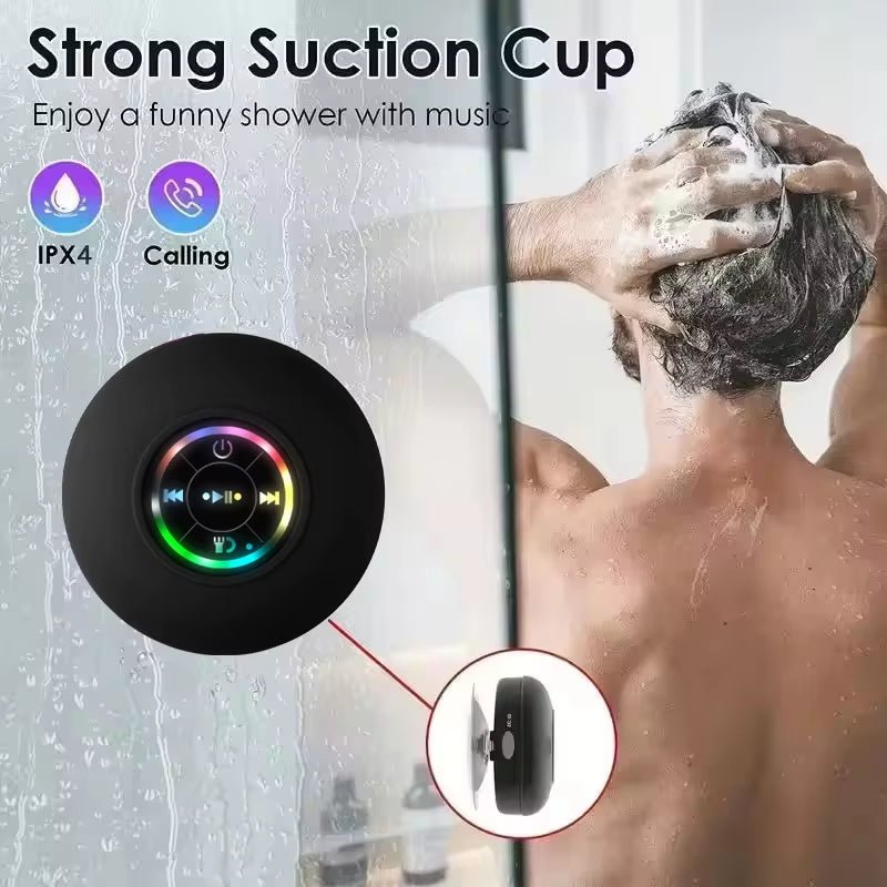 AquaBeat Mini: Waterproof LED Bluetooth Speaker with Powerful Sound & Suction Cup Mount - thewrightstore