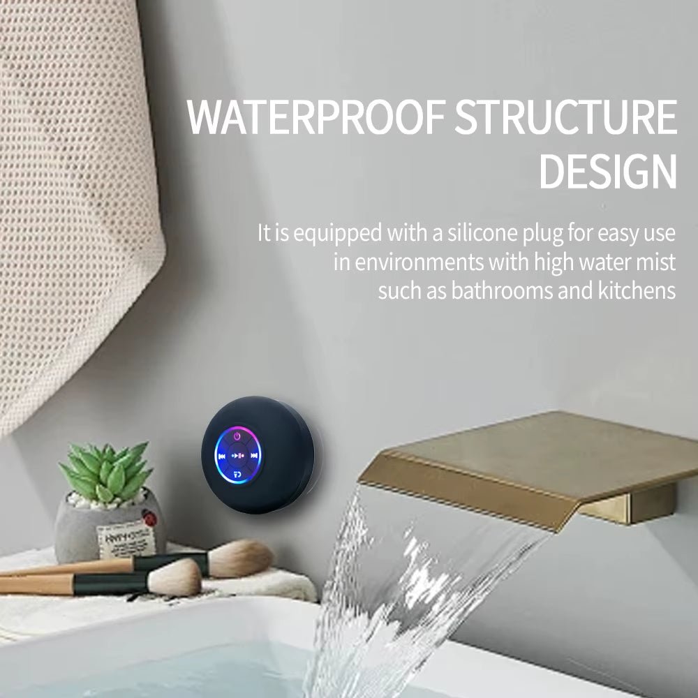 AquaBeat Mini: Waterproof LED Bluetooth Speaker with Powerful Sound & Suction Cup Mount - thewrightstore
