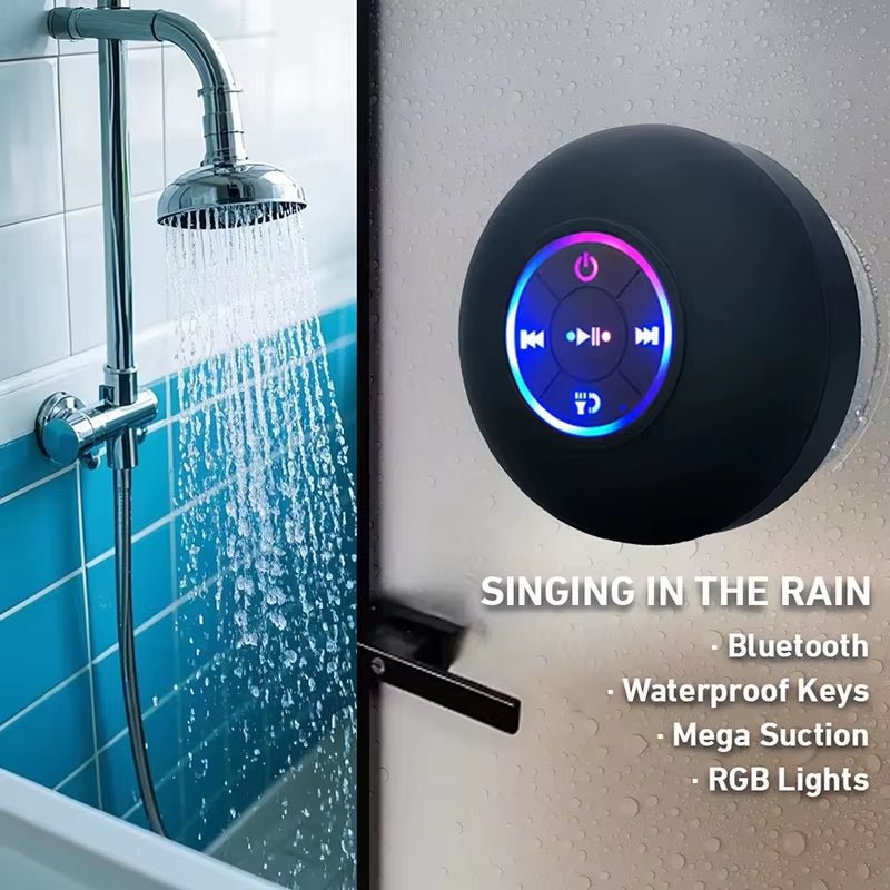 AquaBeat Mini: Waterproof LED Bluetooth Speaker with Powerful Sound & Suction Cup Mount - thewrightstore