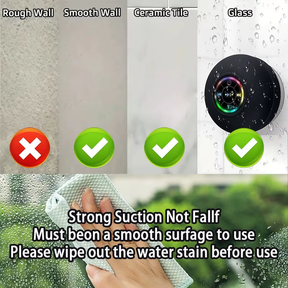 AquaBeat Mini: Waterproof LED Bluetooth Speaker with Powerful Sound & Suction Cup Mount - thewrightstore