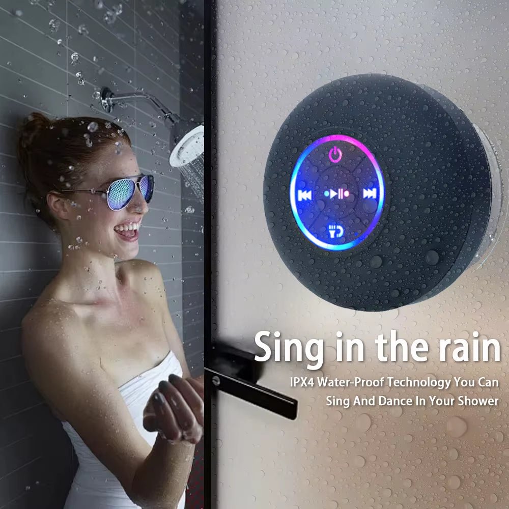 AquaBeat Mini: Waterproof LED Bluetooth Speaker with Powerful Sound & Suction Cup Mount - thewrightstore
