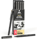 ARTEZA Black Felt Tip Pens, Set of 12, 1.0–1.5 mm Fiber Tip, Quick-Drying Water-Based Ink, Ideal for Art, School, Office, and Home Use - thewrightstore