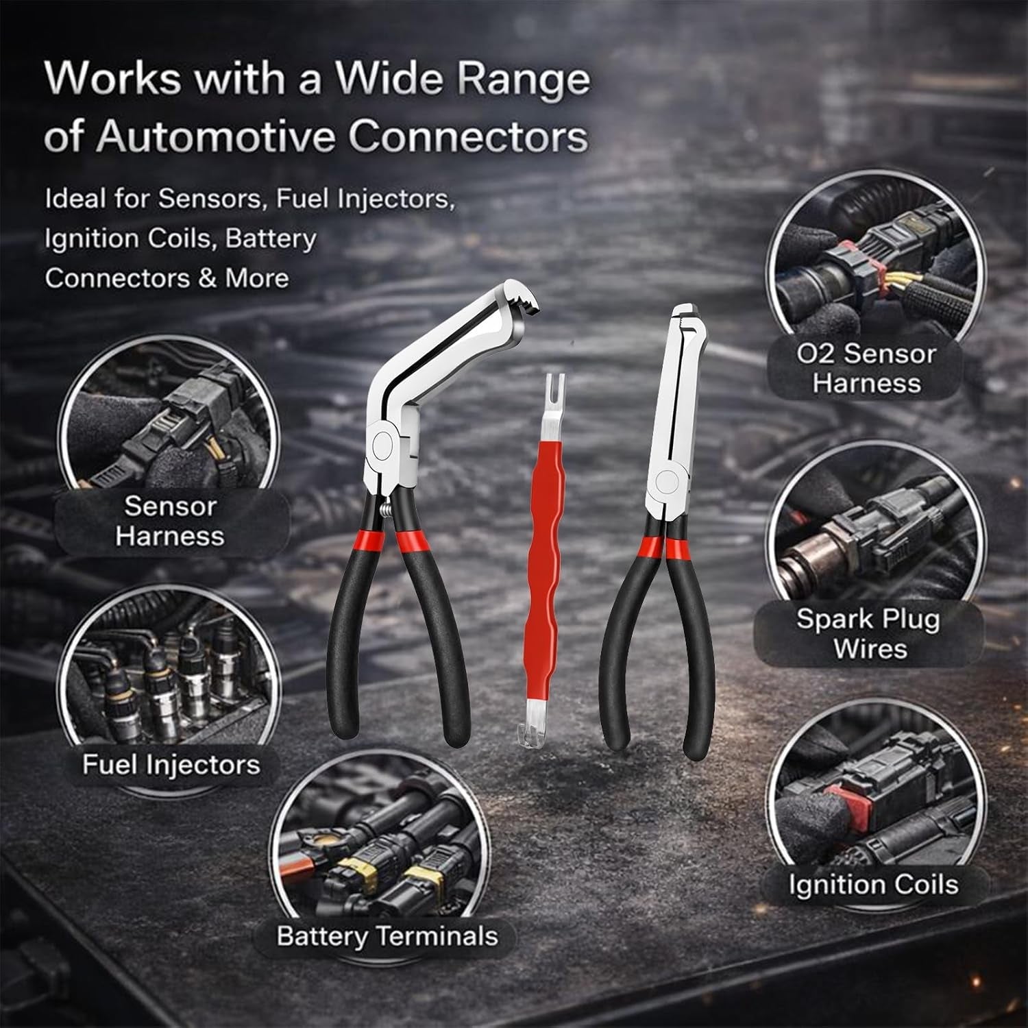 Automotive Electrical Disconnect Pliers Kit for Push Tab Style Connectors, Model 37960/37980/13120, 8-Inch Auto Repair Tools - thewrightstore