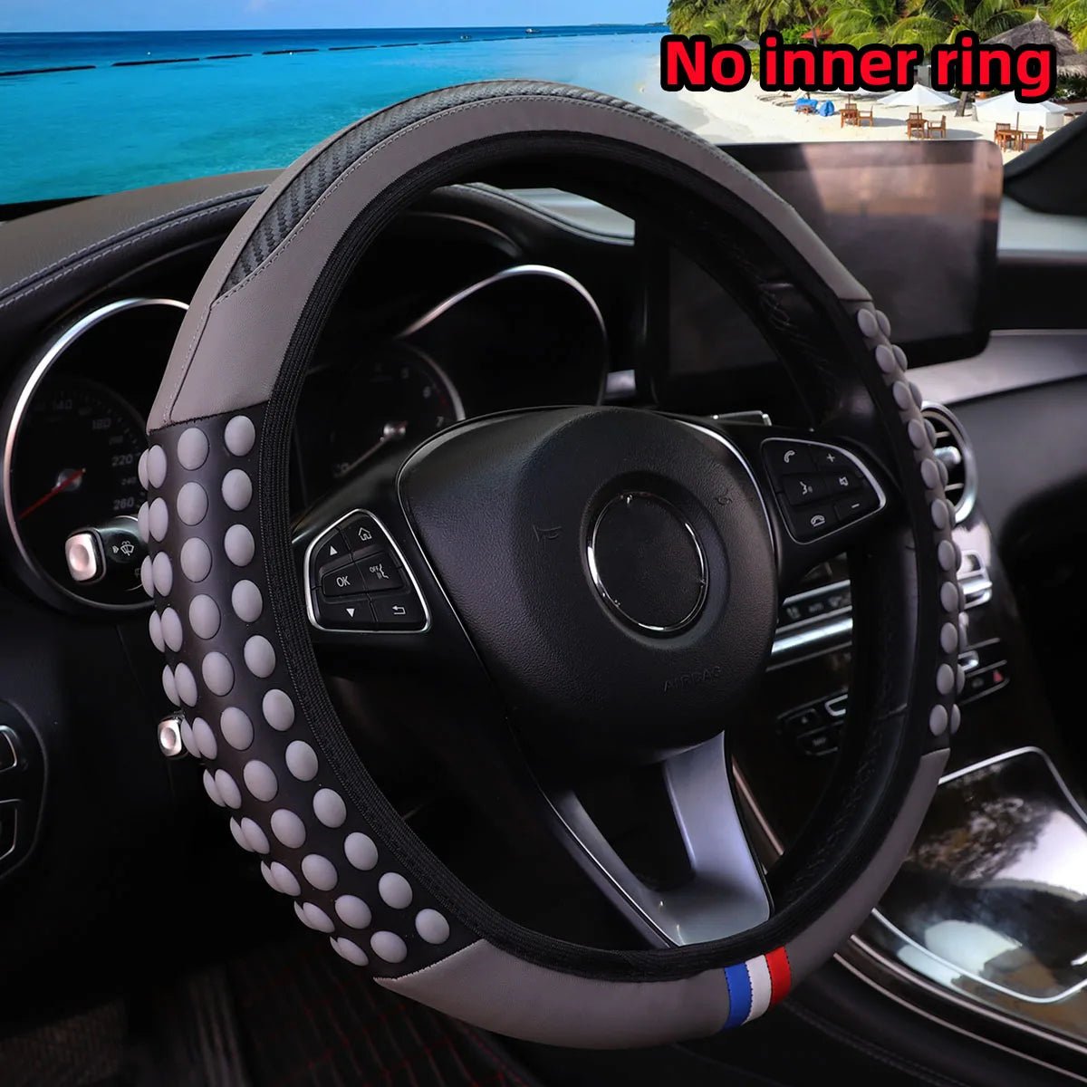 Automotive Products Carbon Tiny Silicone Massage Pellet Leather Steering Wheel Cover without Inner Ring Fits 14.5-15 Inches - thewrightstore