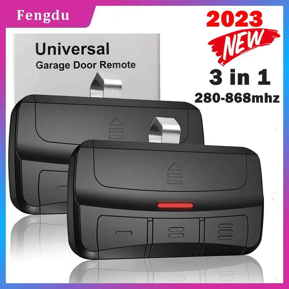 Universal Gate Remote Control Garage Door Control 3 in 1 Multifrequency Remote with Clip 280-868Mhz Rolling Code Transmitter