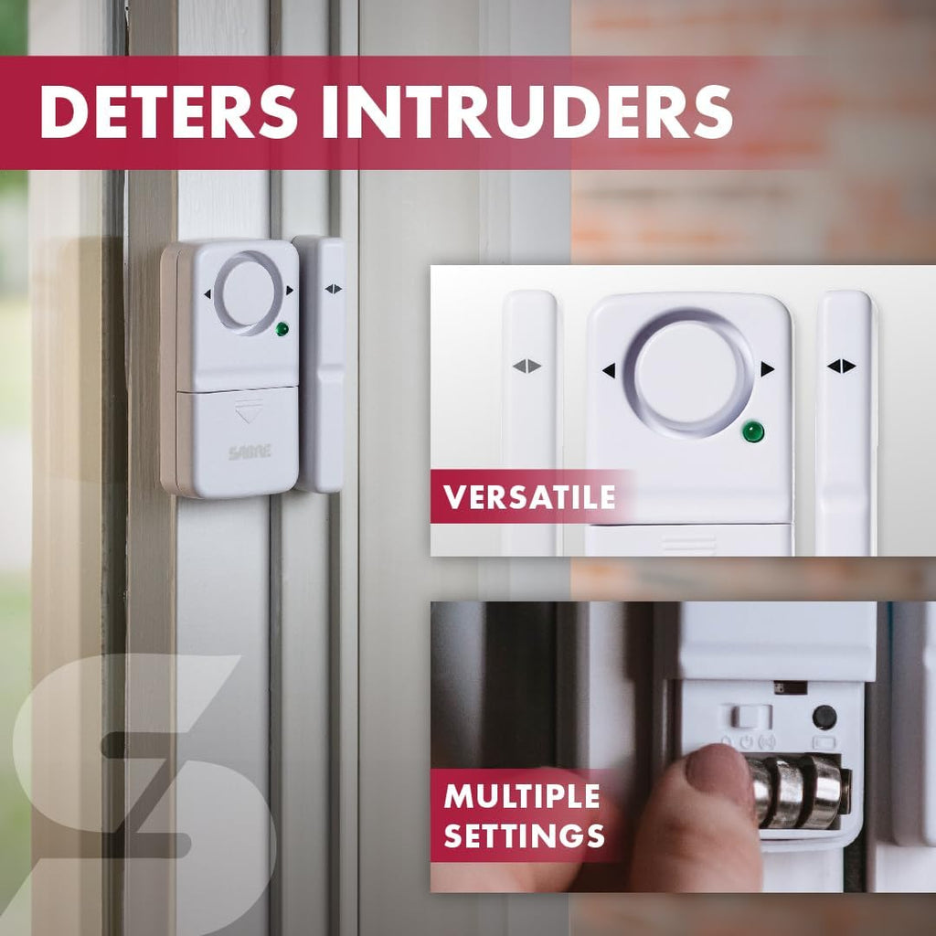SABRE Wireless Home Security Door and Window Burglar Alarm System with 120 dB Siren, Easy DIY Installation, 2-Pack, White