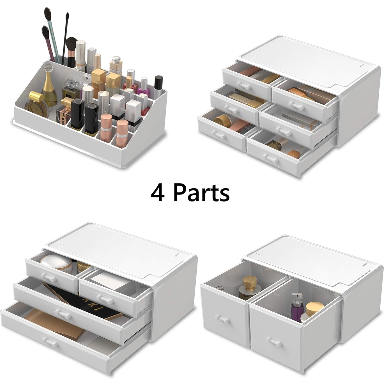 Readaeer White Makeup Cosmetic Organizer with 12 Drawer Storage System