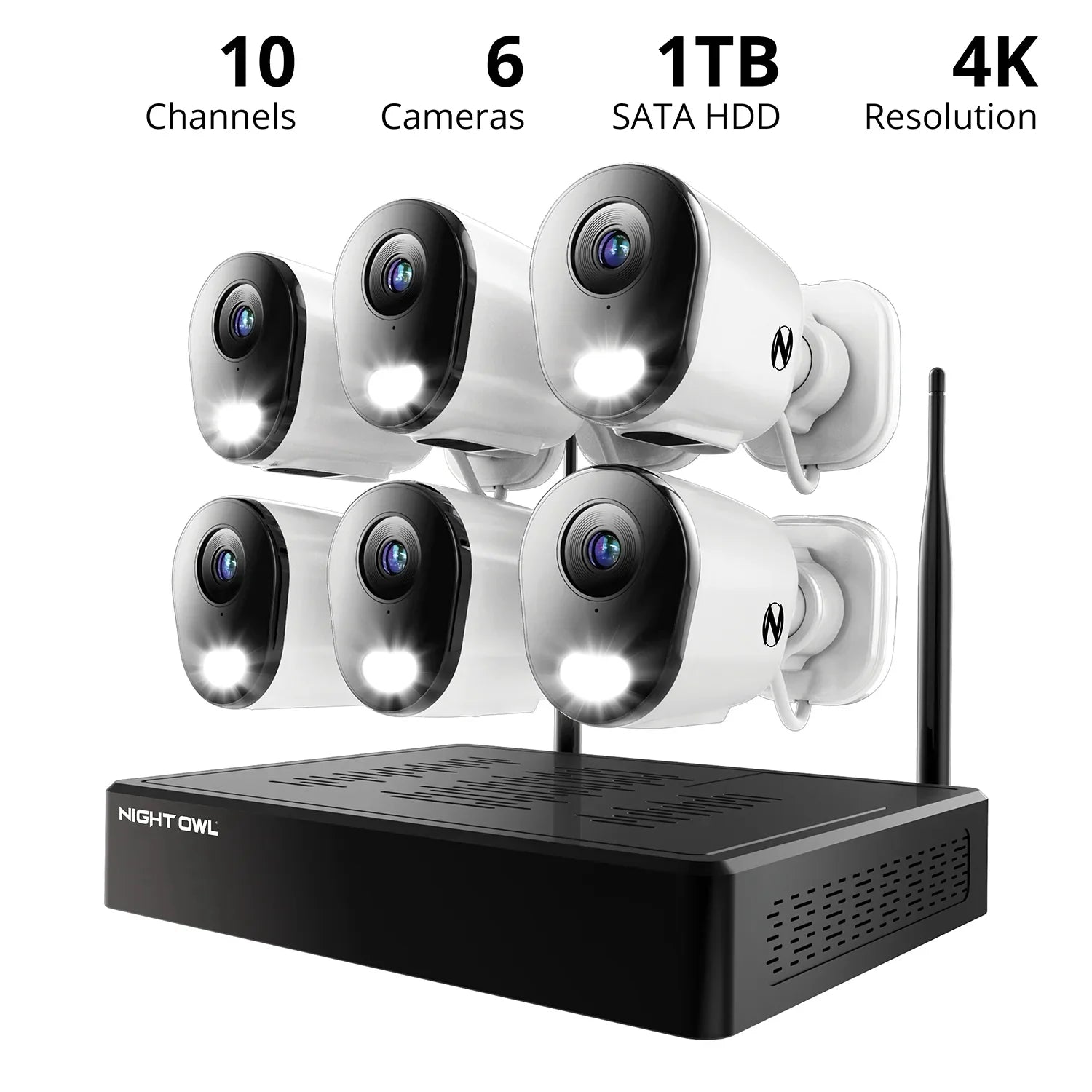 10 Channel 4K Resolution 1TB Wi-Fi NVR Security System and 6 Wi-Fi IP 4K Cameras