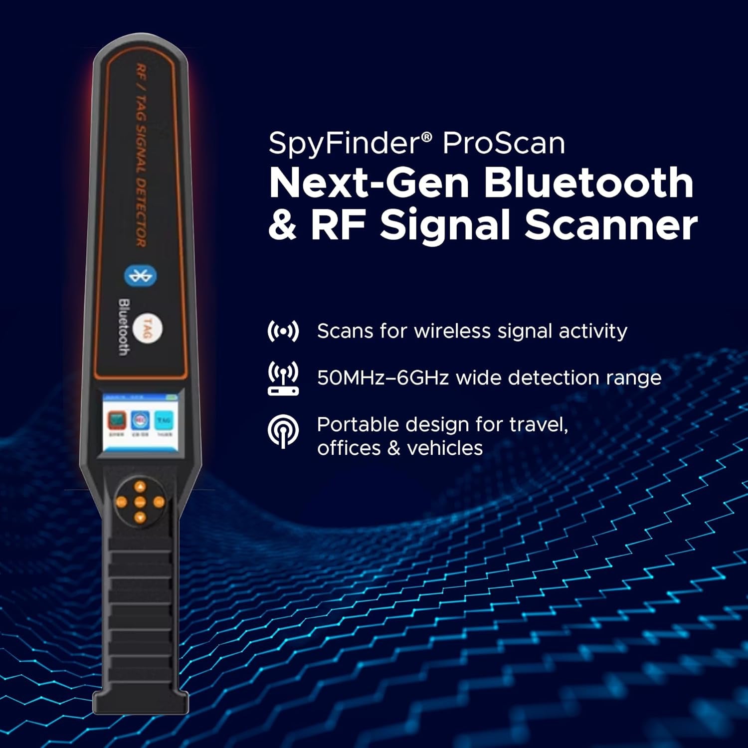 Spyfinder Proscan Bluetooth & GPS RF Detector - Advanced Airtag and Hidden Camera Detection Device for Enhanced Privacy in Hotels, Airbnbs, Vehicles, and Travel by Spy Associates
