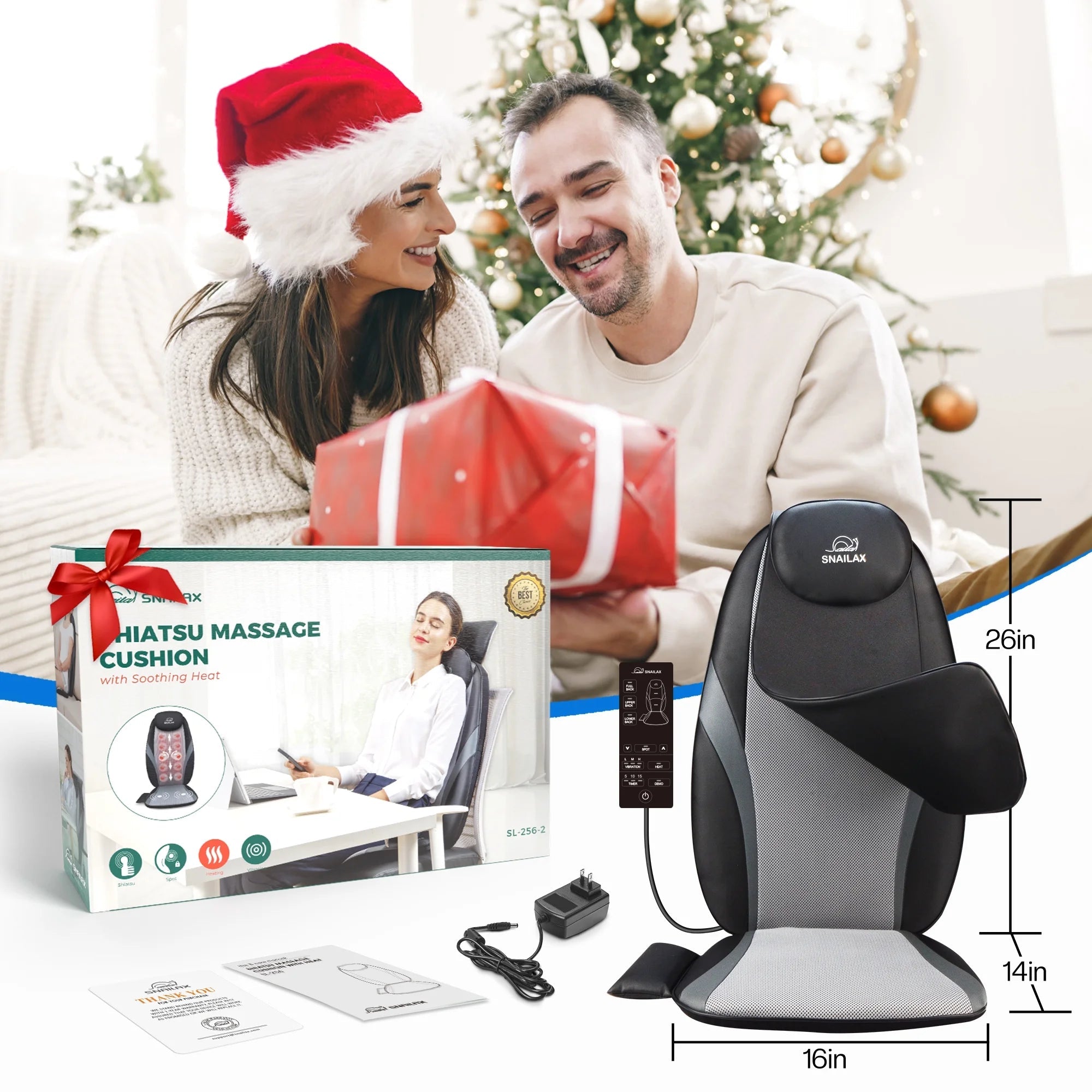 Back Massager with Heat, Deep Kneading Seat Cushion Massager for Office Chair, Gifts - thewrightstore
