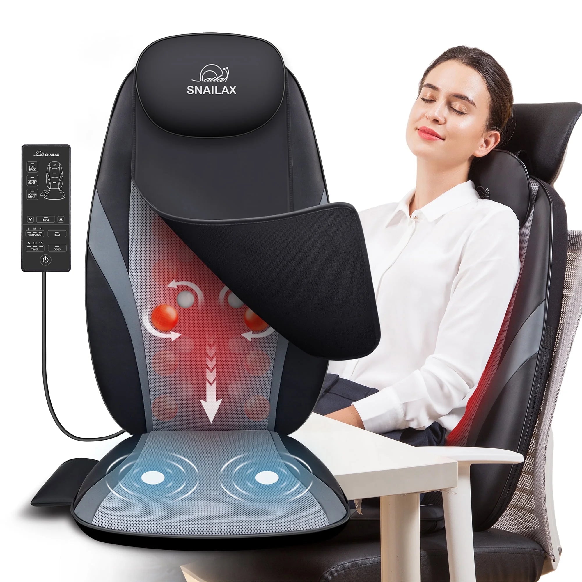 Back Massager with Heat, Deep Kneading Seat Cushion Massager for Office Chair, Gifts - thewrightstore