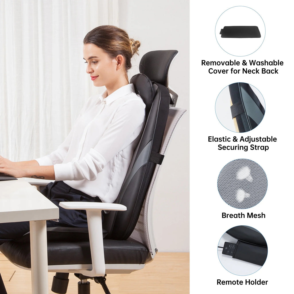 Back Massager with Heat, Deep Kneading Seat Cushion Massager for Office Chair, Gifts - thewrightstore