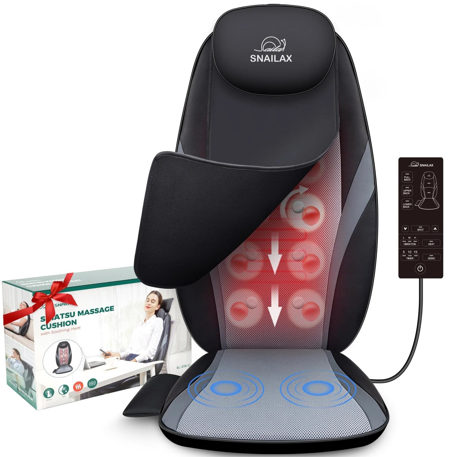 Back Massager with Heat, Deep Kneading Seat Cushion Massager for Office Chair, Gifts - thewrightstore