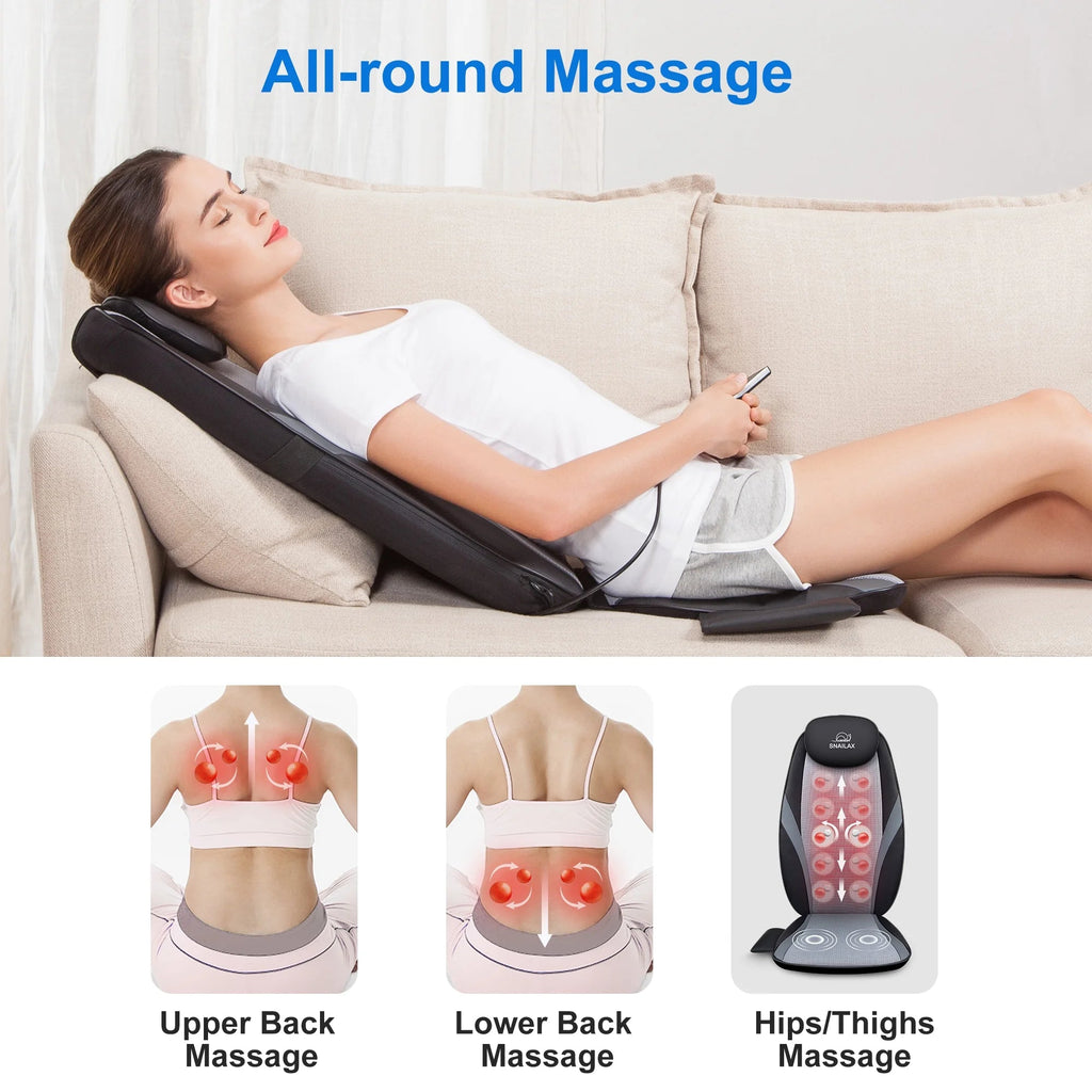 Back Massager with Heat, Deep Kneading Seat Cushion Massager for Office Chair, Gifts - thewrightstore