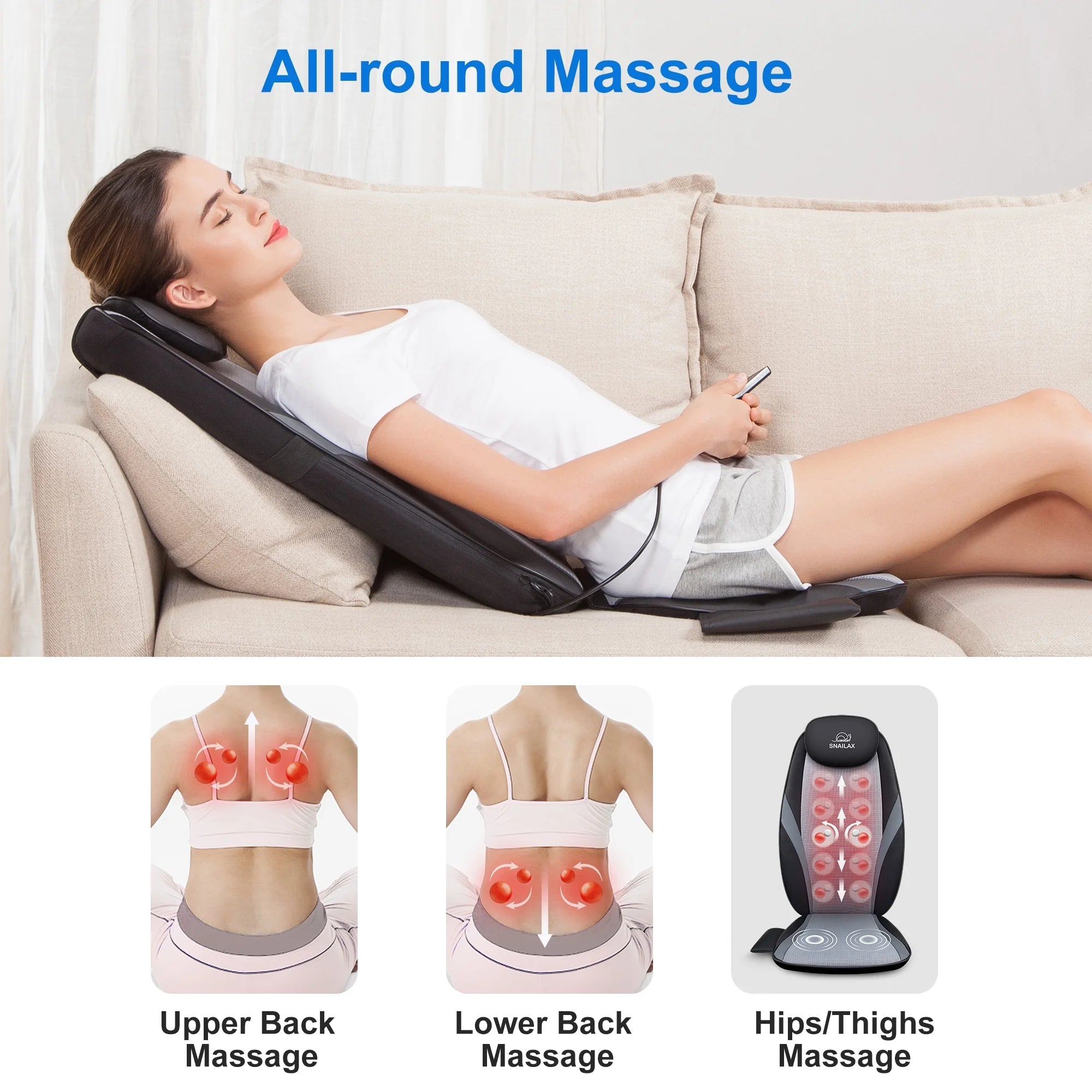 Back Massager with Heat, Deep Kneading Seat Cushion Massager for Office Chair, Gifts - thewrightstore
